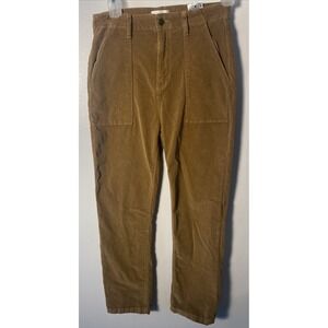 Driftwood Palmer Straight Leg High Rise Corduroy Cargo Pants Women Size 27 Tan